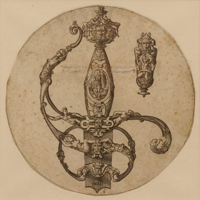 Sword Hilt of the Armed Warrior by Pierre Woeiriot